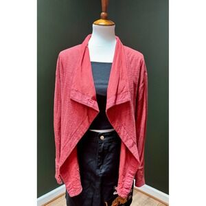 Eddie Bauer Red Drape Front Terry‎ Knit Sweater Women's Size M